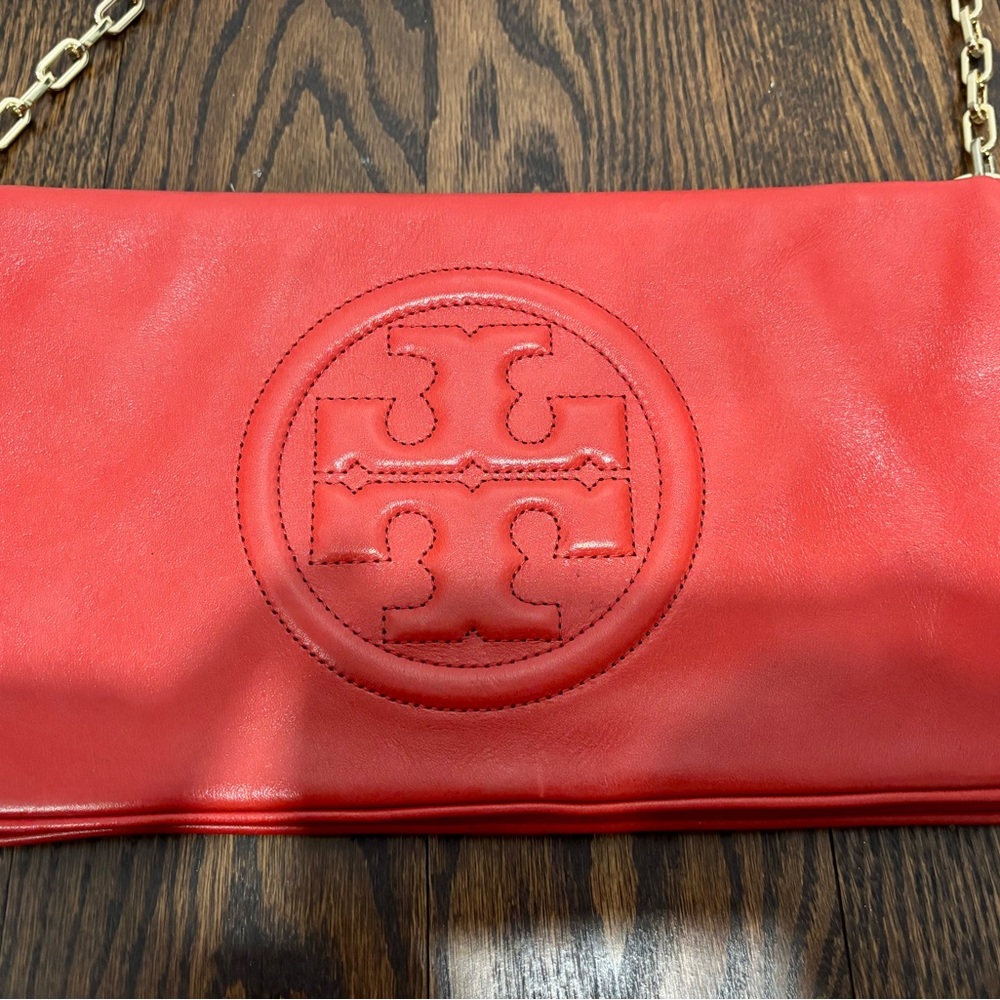 Tory Burch Vibrant Red Chain Shoulder Bag - Can Convert to Clutch - Picture 6 of 7